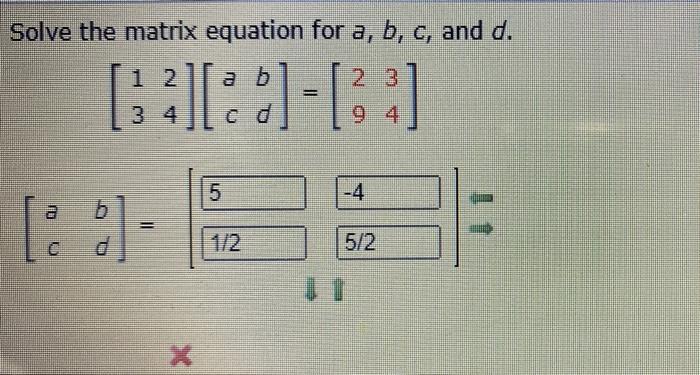 Solved Solve The Matrix Equation For A, B, C, And D. | Chegg.com