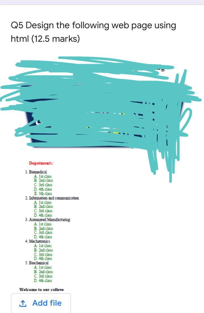Solved Q5 Design the following web page using html (12.5 | Chegg.com