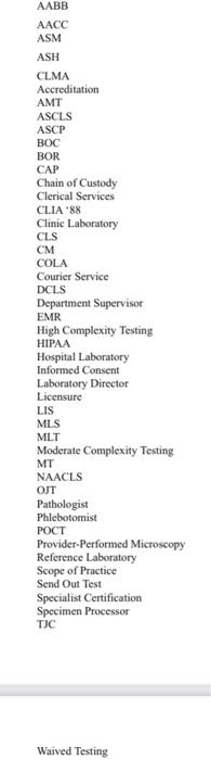 Across 3 Laboratory Accrediting Agency Recognized By | Chegg.com