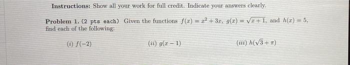 Solved Instructions: Show all your work for full credit. | Chegg.com