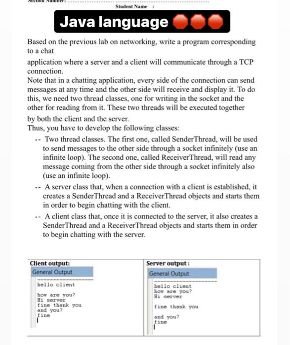 Solved Student Name: Java language Based on the previous lab | Chegg.com