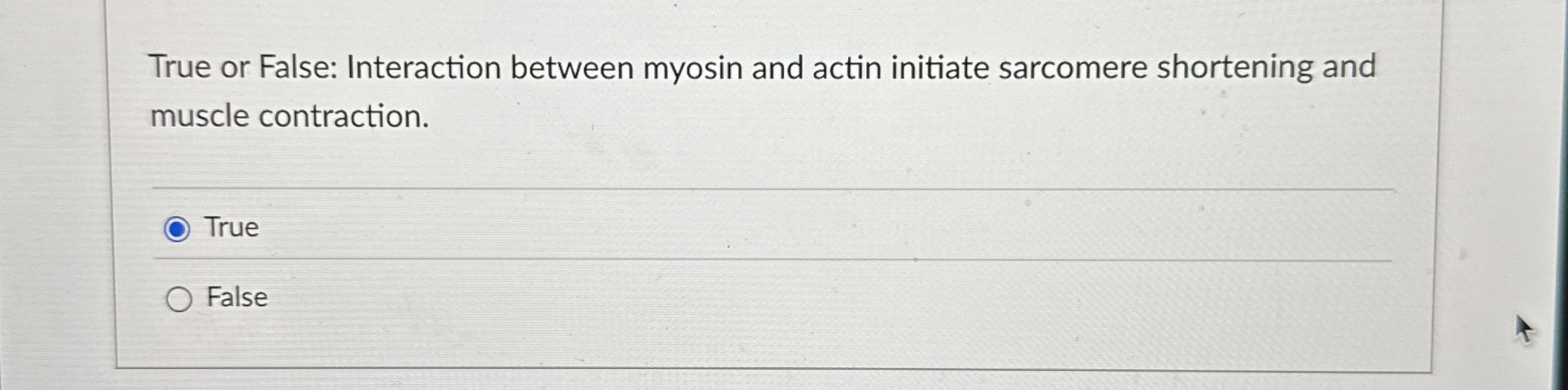 Solved True Or False Interaction Between Myosin And Actin Chegg Com