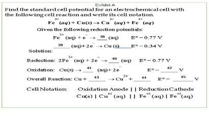 Solved Exhibit A Find the standard cell potential for an | Chegg.com