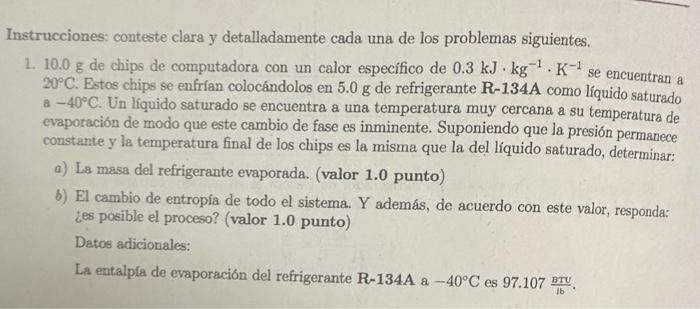 Instrucciones: conteste clara y detalladamente cada una de los problemas siguientes. 1. \( 10.0 \mathrm{~g} \) de chips de co