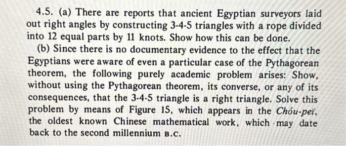 Solved 4.5. (a) There are reports that ancient Egyptian | Chegg.com