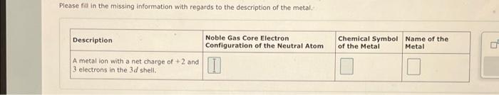 Solved Please fill in the missing information with regards | Chegg.com