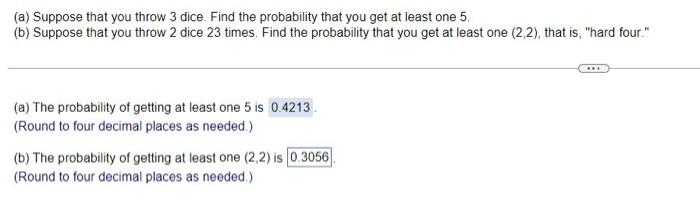 Solved (a) Suppose That You Throw 3 Dice. Find The | Chegg.com