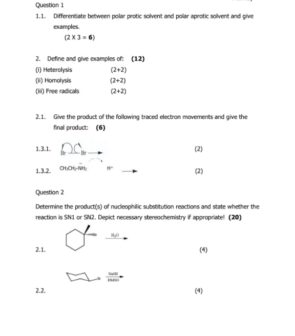 Solved Question 11.1. ﻿Differentiate between polar protic | Chegg.com