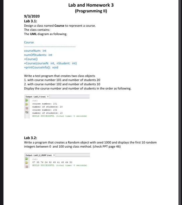 Solved Lab and Homework 3 (Programming 11) 9/3/2020 Lab 3.1: | Chegg.com