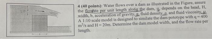 Solved 4 (40 points): Water flows over a dam as illustrated | Chegg.com