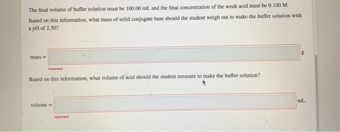 Solved A student must make a buffer solution with a pH of | Chegg.com
