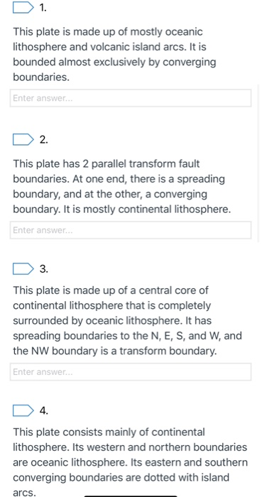 Solved 1- continental crust to continental crust plate | Chegg.com