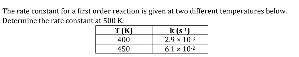 Solved The rate constant for a first order reaction is given | Chegg.com