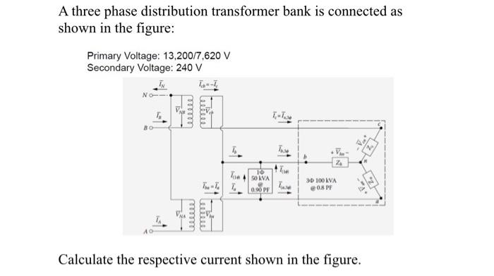 Solved A three phase distribution transformer bank is | Chegg.com