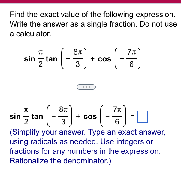 Solved Find the exact value of the following expression. | Chegg.com