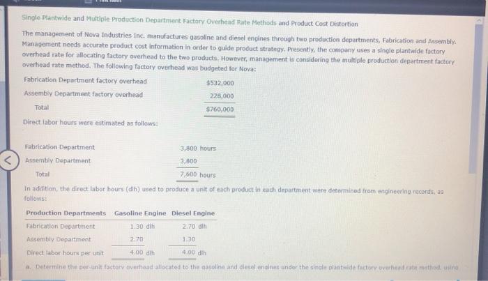 Solved Single Plantwide And Multiple Production Department | Chegg.com