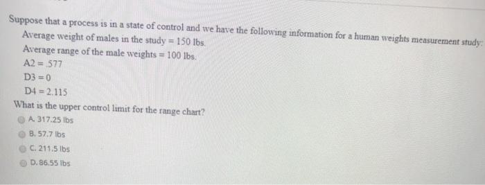 Solved Suppose that a process is in a state of control and | Chegg.com