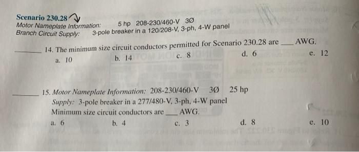 Solved Scenario 230 28 Motor Nameplate Information Branch Chegg Com