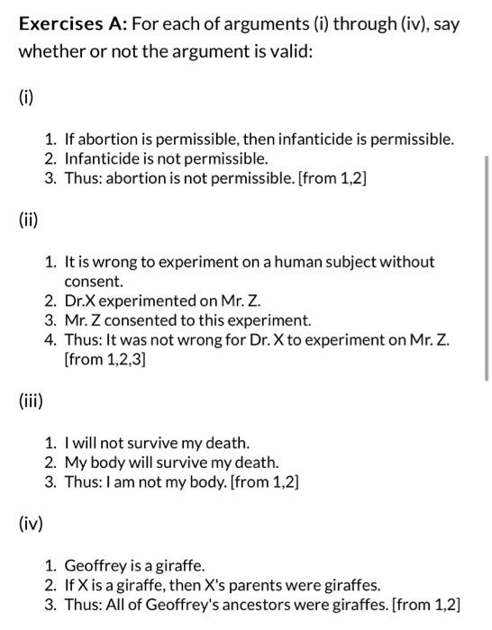 (ii) 1. It is wrong to experiment on a human subject | Chegg.com