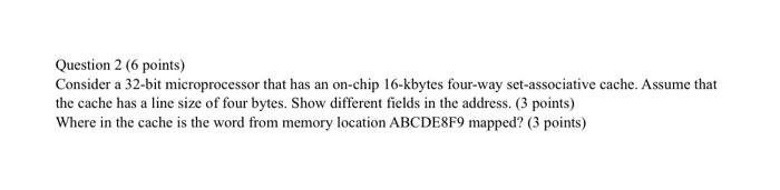 Solved Question 2 (6 points) Consider a 32-bit | Chegg.com
