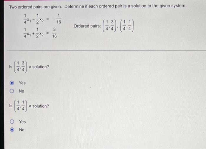 Solved Two ordered pairs are given. Determine if each | Chegg.com