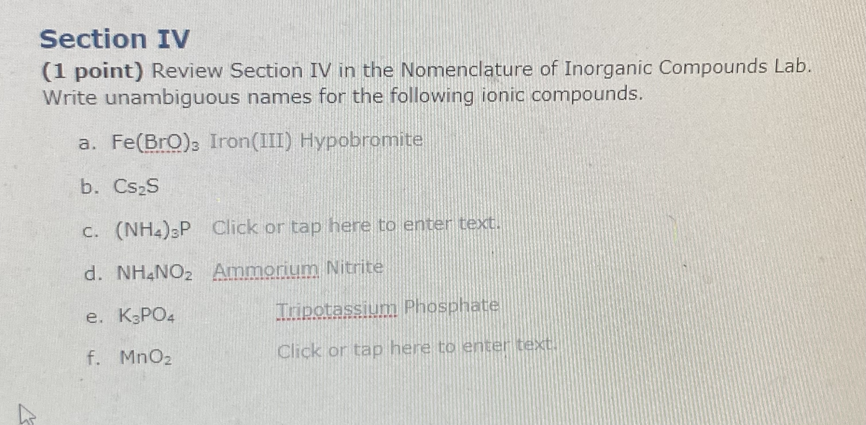 Solved Section IV(1 ﻿point) ﻿Review Section IV in the | Chegg.com