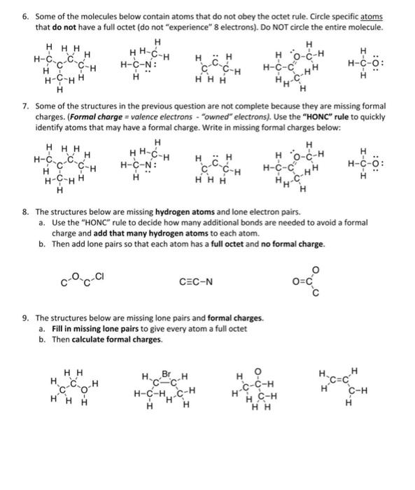 Solved 6. Some of the molecules below contain atoms that do | Chegg.com