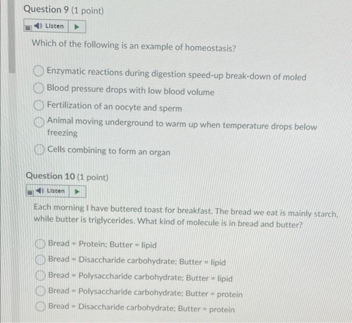 Solved Question 9 1 Point Listen Which Of The Following Is 7131