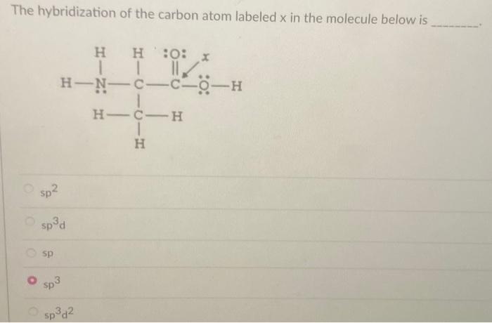 Solved The hybridization of the carbon atom labeled x in the | Chegg.com