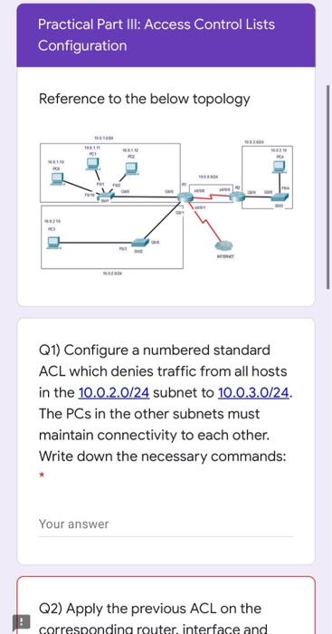 Solved Practical Part III: Access Control Lists | Chegg.com