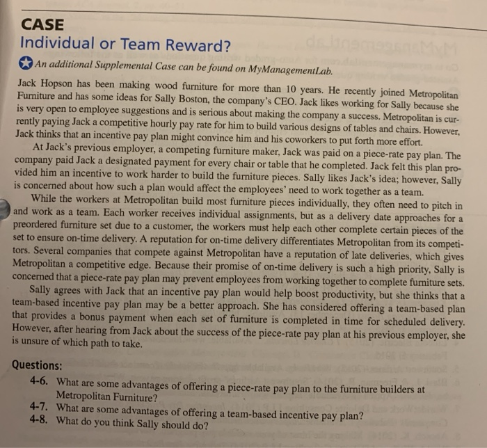 individual or team reward case study