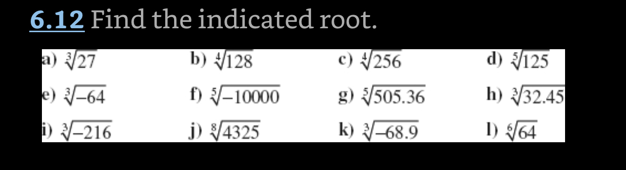 Solved 6.12 ﻿Find the indicated | Chegg.com