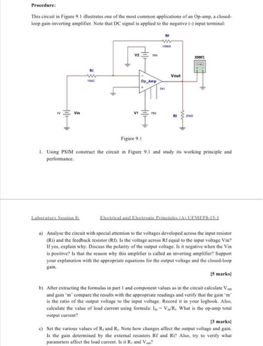 Solved Procedure: This circuit in Figure 9.1 illustrates one | Chegg.com