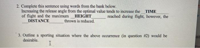 Solved 2. Complete this sentence using words from the bank | Chegg.com