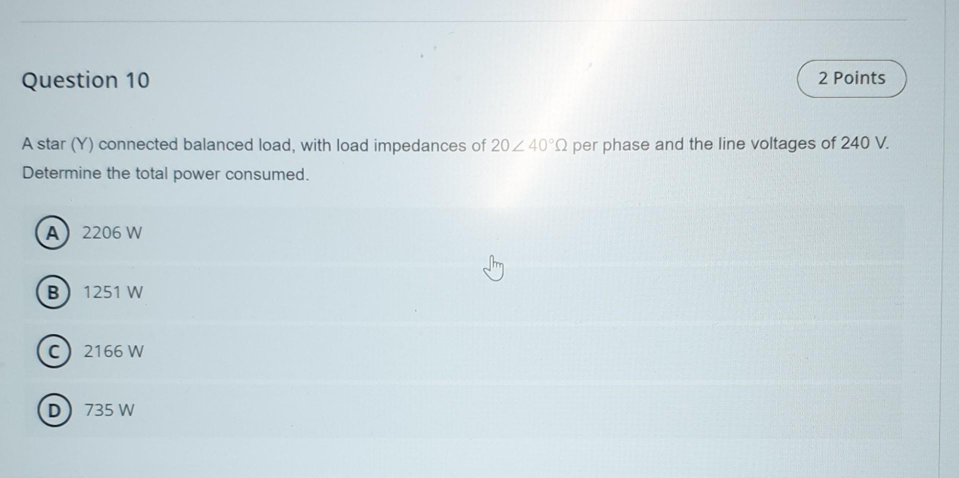Solved Which of the following is the power associated with | Chegg.com