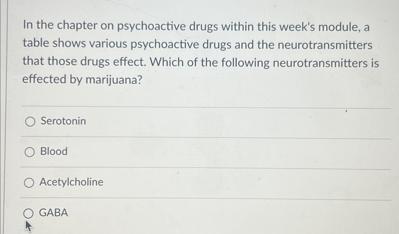 Solved In the chapter on psychoactive drugs within this | Chegg.com