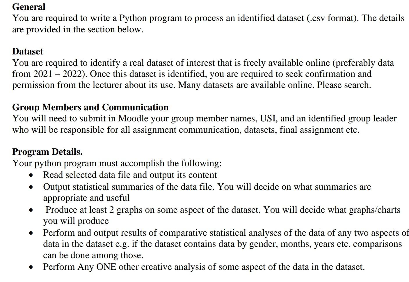 Solved General You are required to write a Python program to | Chegg.com