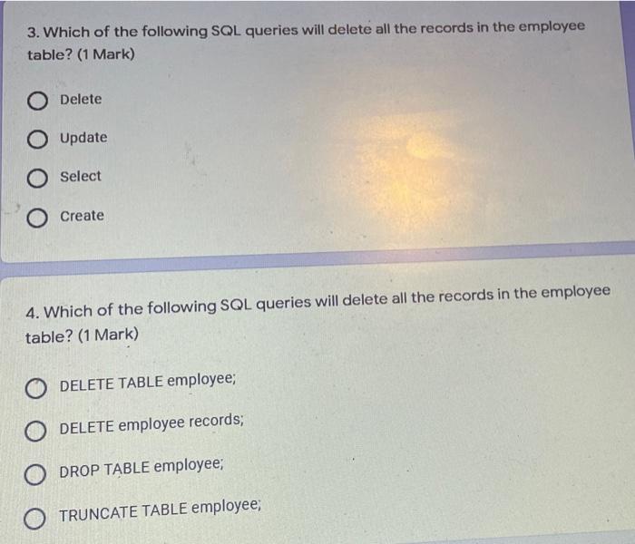 Solved 1. Which one of the following SQL commands is a type | Chegg.com