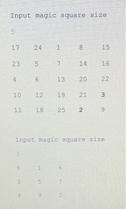 Solved A magic square of dimension n is a square of n2 | Chegg.com