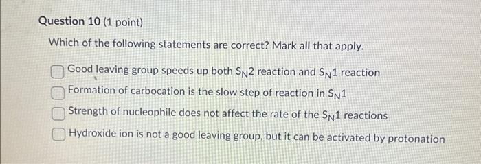Solved Question 10 ( 1 point) Which of the following | Chegg.com