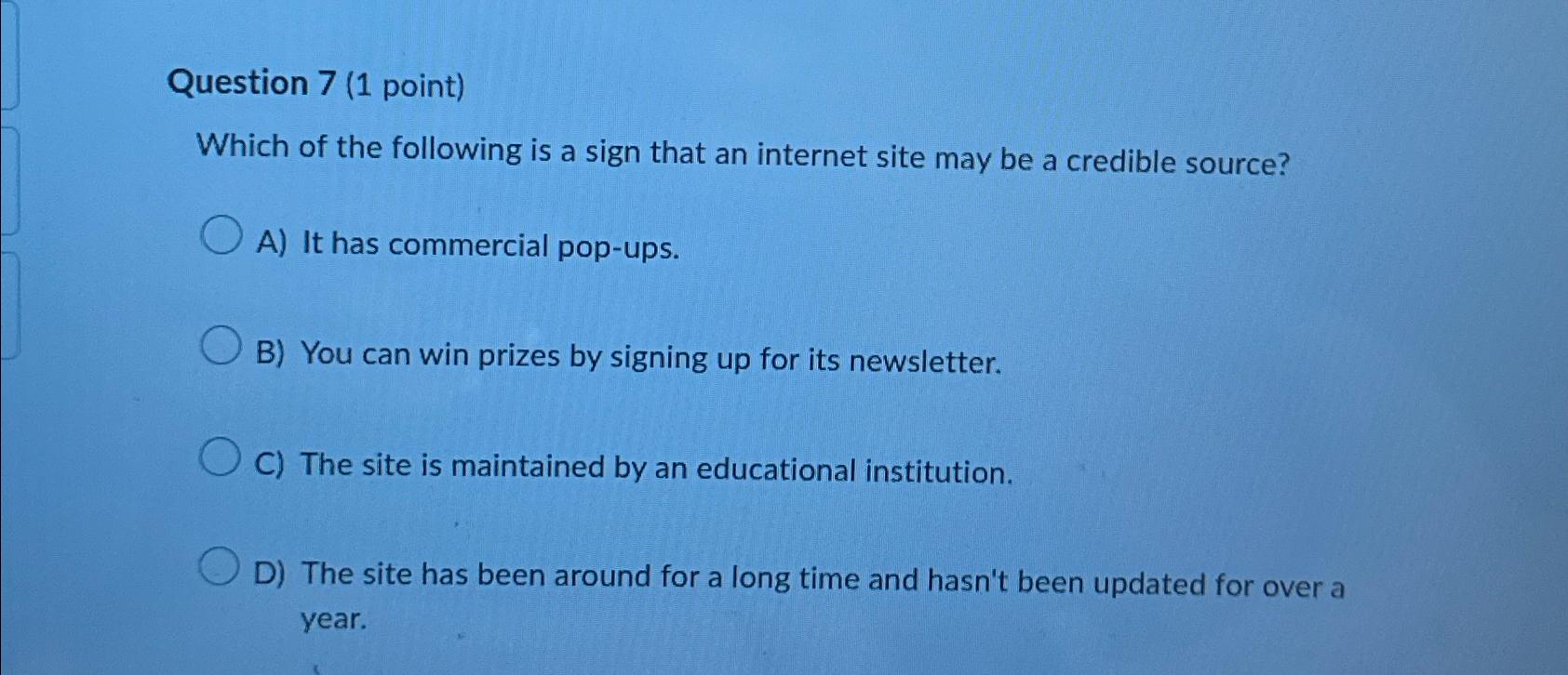 Solved Question 7 (1 ﻿point)Which of the following is a sign | Chegg.com