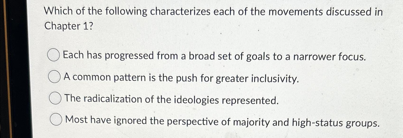 Solved Which of the following characterizes each of the | Chegg.com