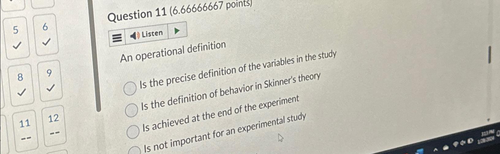 Solved Question 11 (6.666666667 ﻿points)ListenAn operational | Chegg.com