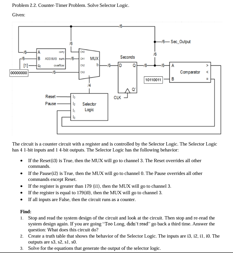Problem 2.2. Counter-Timer Problem. Solve Selector | Chegg.com