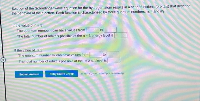 Solved Solution of the Schrödinger wave equation for the | Chegg.com