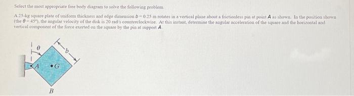 Solved Select the most approptiate free body diagran to | Chegg.com