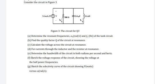 Solved Consider the circuit in Figure 3. 36 AO() +04 16 ml | Chegg.com