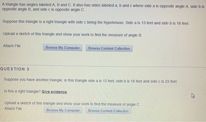 Solved A triangle has angles labeled A B and C. It also has