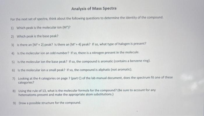 Solved For This Spectrum, Answer The List Of Questions On | Chegg.com