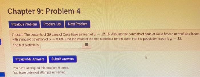Solved Chapter 9: Problem 4 Previous Problem Problem List | Chegg.com